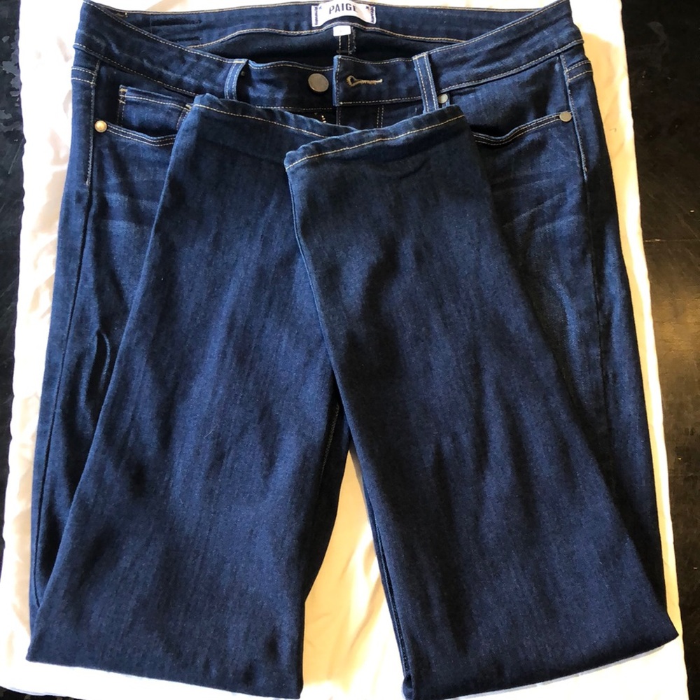 Paige skyline ankle peg, size 30, dark wash
